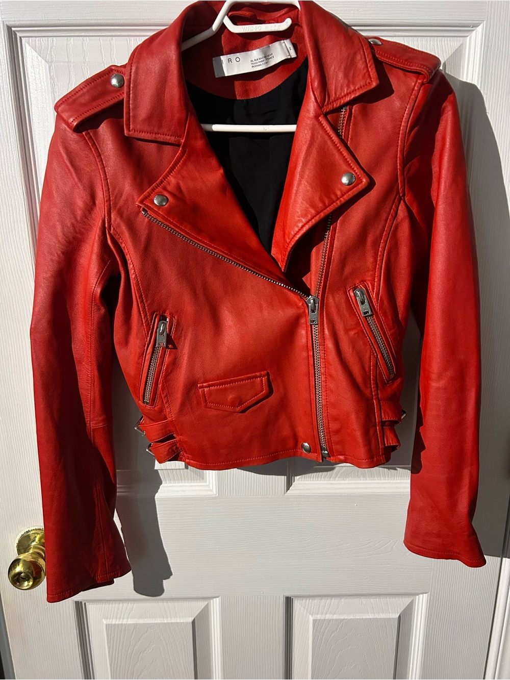 IRO Red Leather Biker Jacket NWOT
